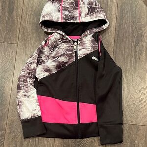 Puma Kids' Black and Pink Thunder Hoodie